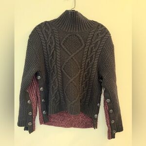 rag & bone Black and Maroon Button-Side Sweater